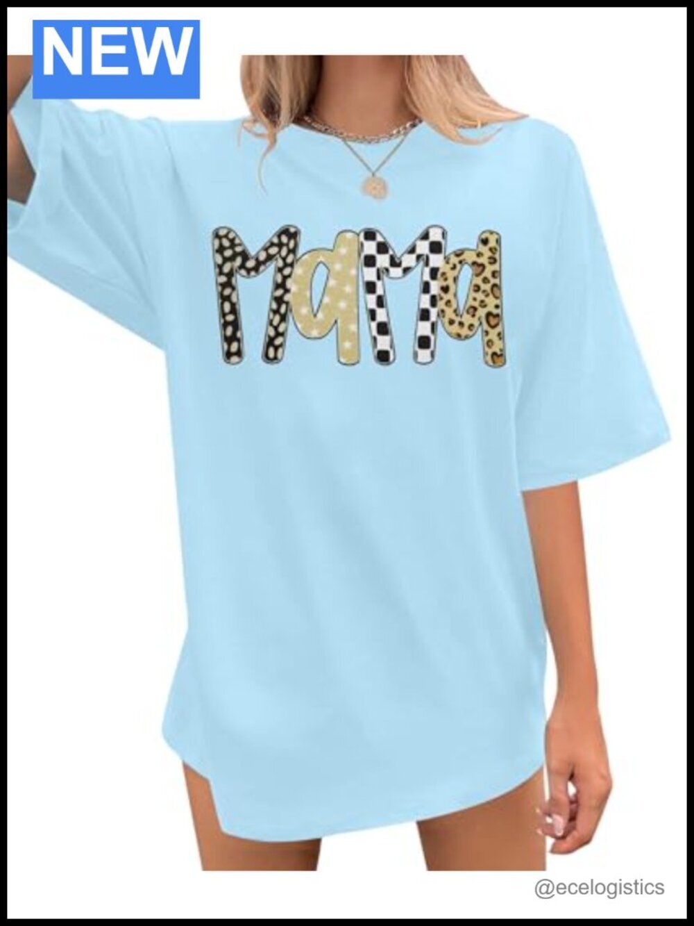 Oversized Mama Letter Print Bow Graphic Tee Mom Life T-Shirt